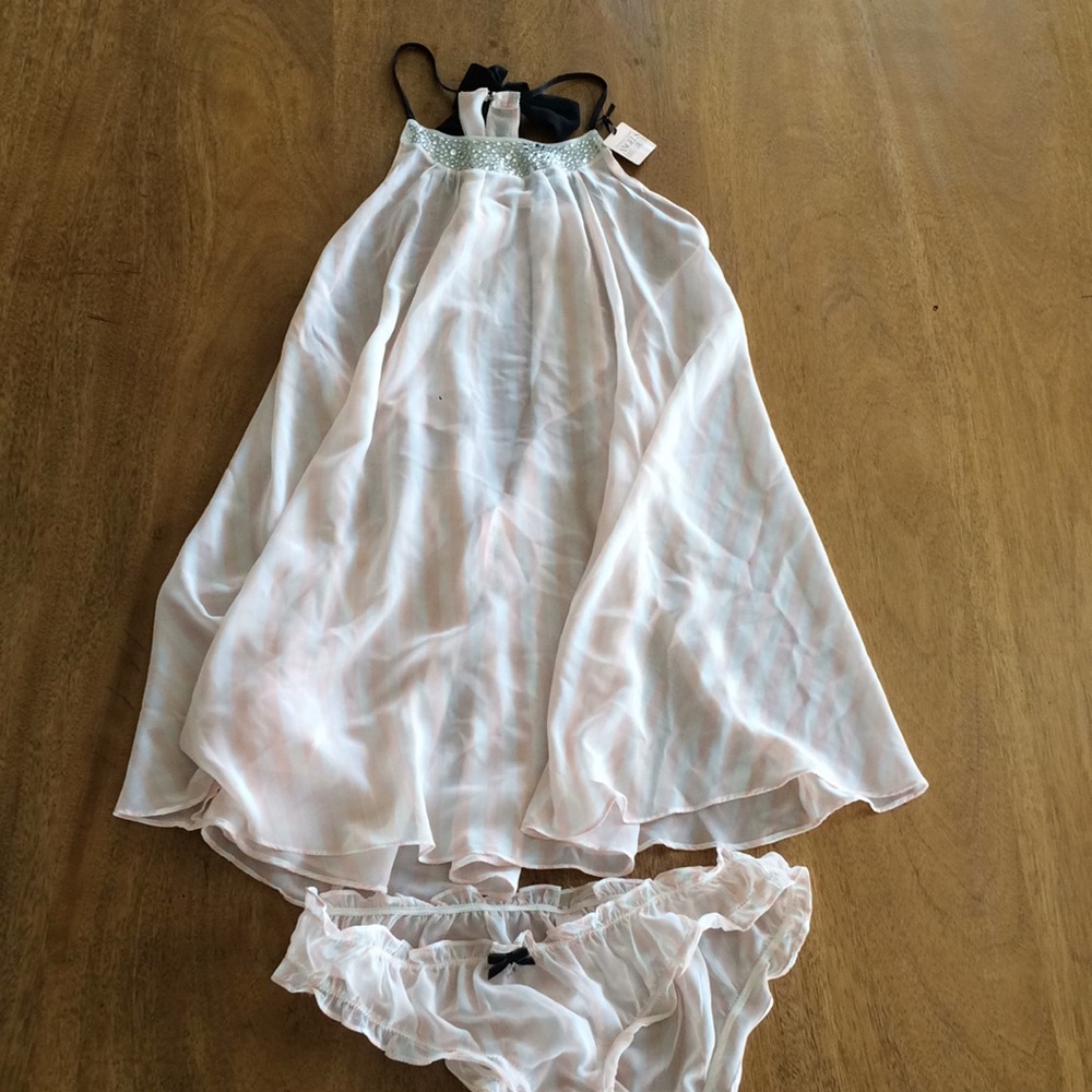 Victoria’s Secret pink and white stripes